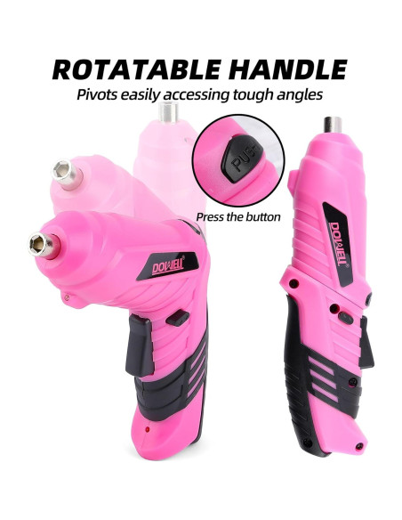 Destornillador Eléctrico Inalámbrico DOWELL 3.6V Rosa con 27 Accesorios
