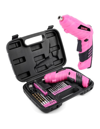 Destornillador Eléctrico Inalámbrico DOWELL 3.6V Rosa con 27 Accesorios