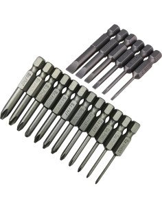 Juego de 18 Brocas Phillips y Ranuradas Aiyun S2 5,08 cm 2