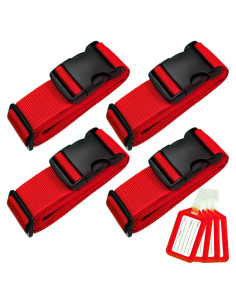 Correas de Equipaje TRANVERS Ultra Largas 200 cm Rojo 4 Pzas