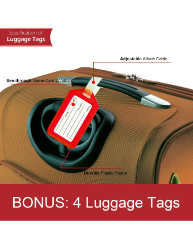 Correas de Equipaje TRANVERS Ultra Largas 200 cm Rojo 4 Pzas