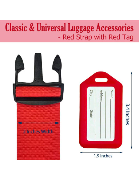Correas de Equipaje TRANVERS Ultra Largas 200 cm Rojo 4 Pzas