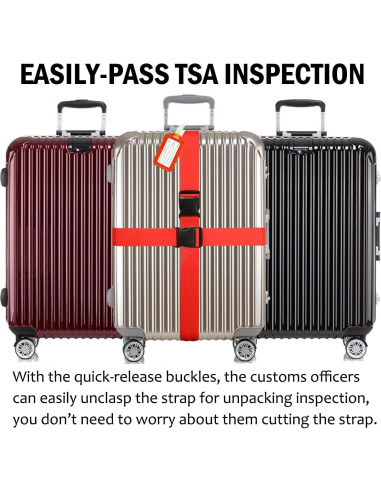 Correas de Equipaje TRANVERS Ultra Largas 200 cm Rojo 4 Pzas