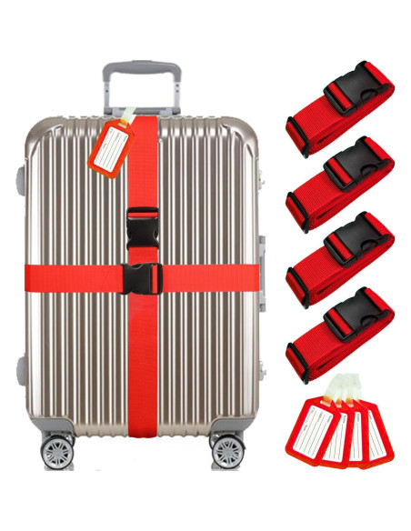 Correas de Equipaje TRANVERS Ultra Largas 200 cm Rojo 4 Pzas