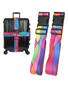 Correas de Equipaje Ajustables Nemubao Olas Coloridas 2 Pzas