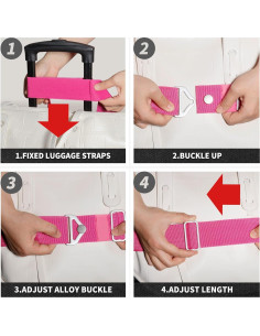 Correa de Equipaje TOOVREN 2-en-1 Ajustable Rosa 94-120cm 2