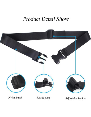 2 Piezas Correas de Equipaje Nylon Negro 2.5x120 cm Happyupcity