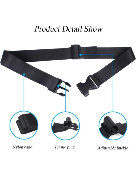 2 Piezas Correas de Equipaje Nylon Negro 2.5x120 cm Happyupcity