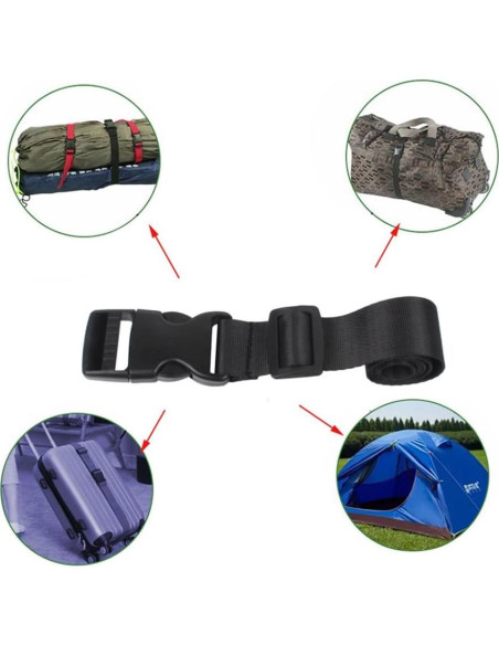 2 Piezas Correas de Equipaje Nylon Negro 2.5x120 cm Happyupcity