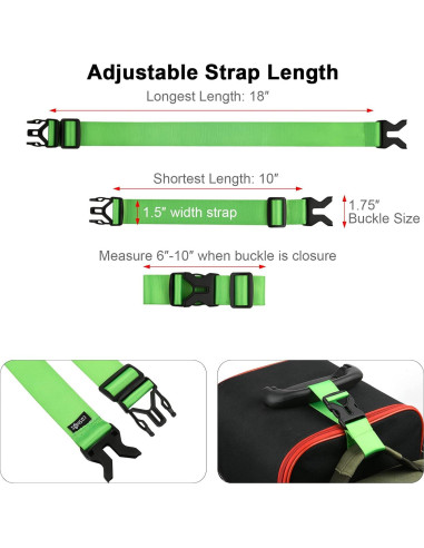 Correa de Equipaje Cosmos Nylon Ajustable Verde Fluorescente