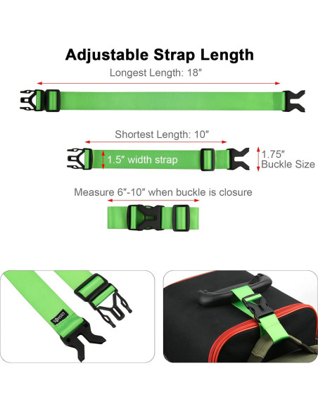 Correa de Equipaje Cosmos Nylon Ajustable Verde Fluorescente