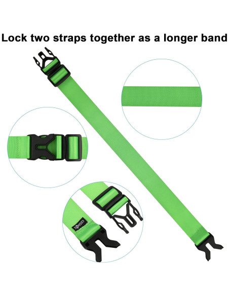 Correa de Equipaje Cosmos Nylon Ajustable Verde Fluorescente