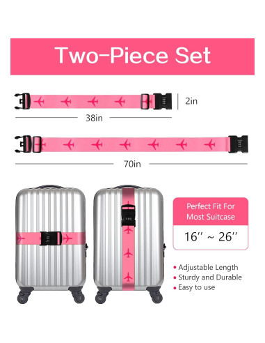 Correa de Equipaje Rosa Stanoha Ajustable con Cerradura