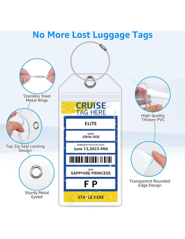 5 Sujetadores de Etiquetas de Equipaje FUNMCAN Transparentes