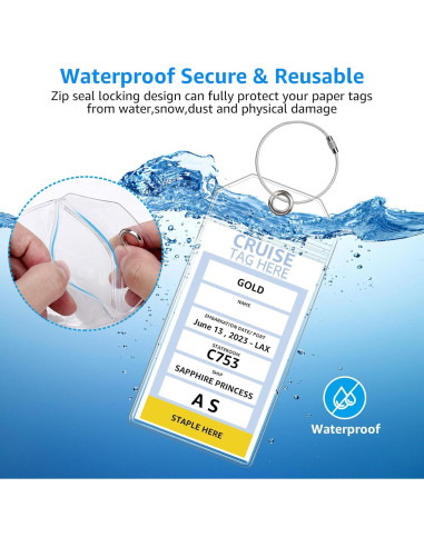 5 Sujetadores de Etiquetas de Equipaje FUNMCAN Transparentes