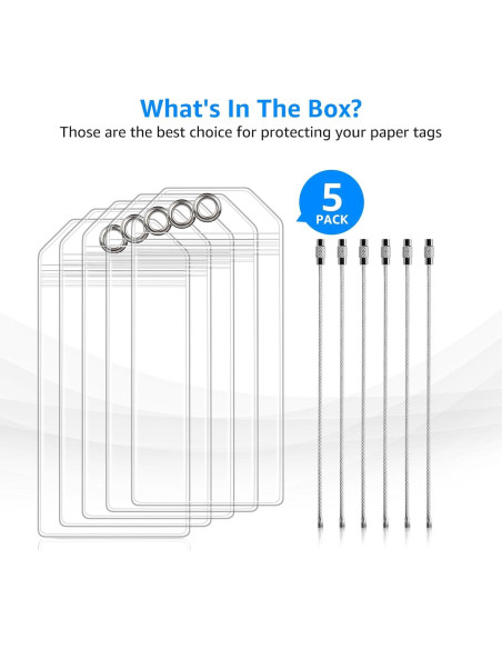 5 Sujetadores de Etiquetas de Equipaje FUNMCAN Transparentes