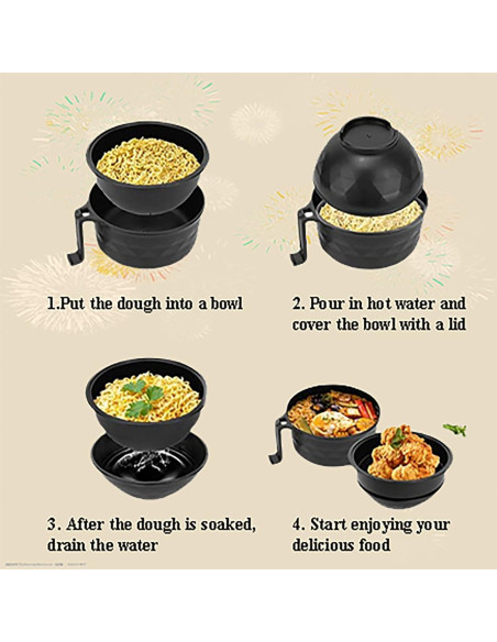 Juego de Tazones de Ramen Bgieaug para Microondas 1000ml