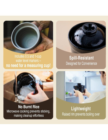 Olla de Arroz Instantánea Iga No Takumi 1.13 kg para Microondas