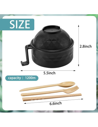 Juego de 2 Tazones de Ramen Romooa 33 oz Microondas