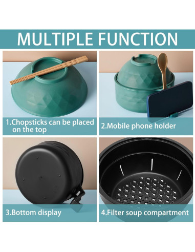 Juego de 2 Tazones de Ramen Romooa 33 oz Microondas