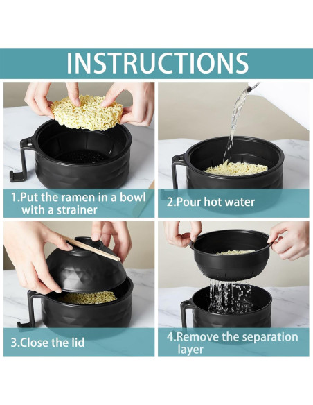 Juego de 2 Tazones de Ramen Romooa 33 oz Microondas