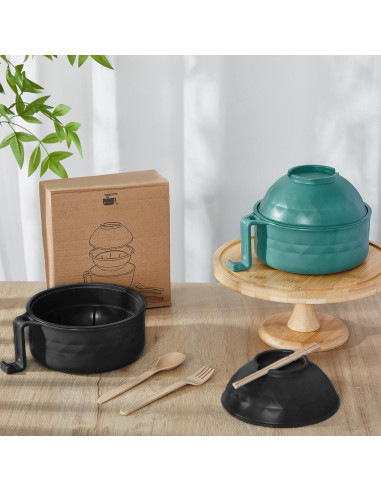 Juego de 2 Tazones de Ramen Romooa 33 oz Microondas