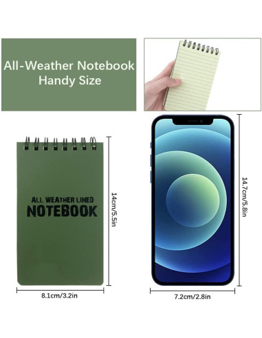 Paquete de 10 Cuadernos Impermeables HMIEPRS 8.1x14 cm