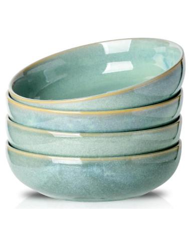 Set de 4 Cuencos Grandes Cerámica HVH Turquesa 21.5 cm