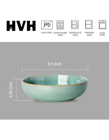 Set de 4 Cuencos Grandes Cerámica HVH Turquesa 21.5 cm