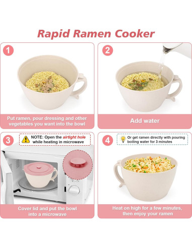 Juego de Tazones para Ramen Shopwithgreen 1.42L Rosa