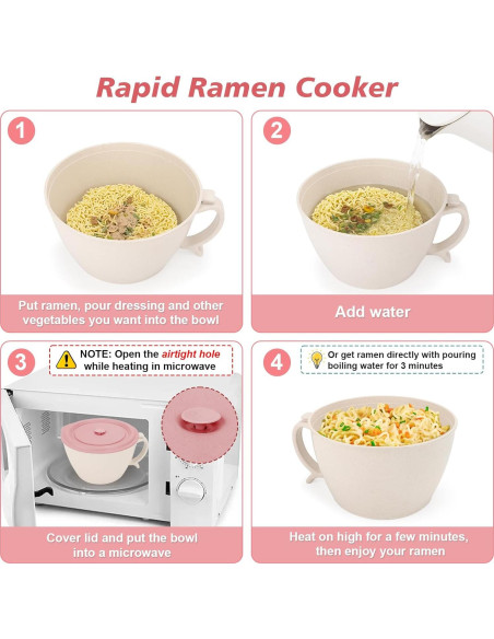 Juego de Tazones para Ramen Shopwithgreen 1.42L Rosa