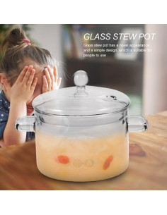 Olla de vidrio Vaguelly 1500ml con tapa para cocinar 2