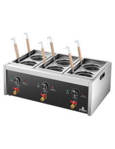 Cocedor de Pasta Koalalko 3 Tanques 6 Coladores 1700W 110V