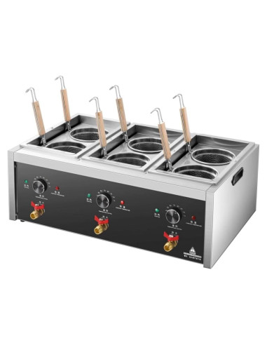 Cocedor de Pasta Koalalko 3 Tanques 6 Coladores 1700W 110V