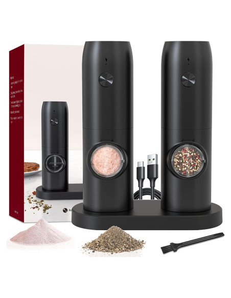 Juego de molinillos eléctricos de sal y pimienta Jeadiuwe 2 piezas