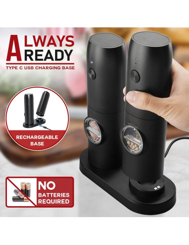 Juego de molinillos eléctricos de sal y pimienta Jeadiuwe 2 piezas