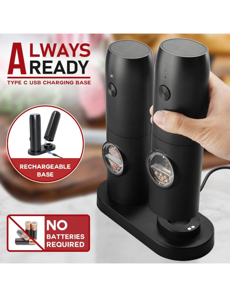 Juego de molinillos eléctricos de sal y pimienta Jeadiuwe 2 piezas