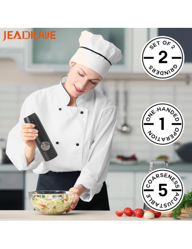 Juego de molinillos eléctricos de sal y pimienta Jeadiuwe 2 piezas