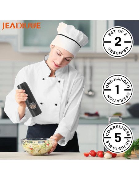 Juego de molinillos eléctricos de sal y pimienta Jeadiuwe 2 piezas