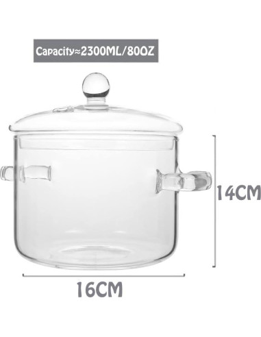 Cacerola de vidrio Thsinde 2300ml apta para microondas
