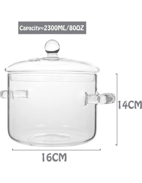 Cacerola de vidrio Thsinde 2300ml apta para microondas