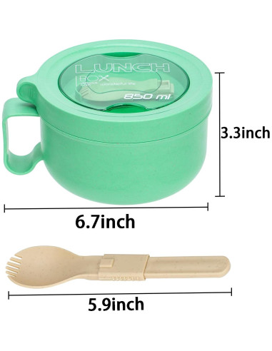 Tazón de Ramen Ronanemon 850 ML con Tapa y Asa Verde