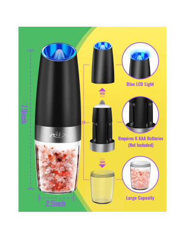 Molinillos Eléctricos de Sal y Pimienta Rongyuxuan Automáticos