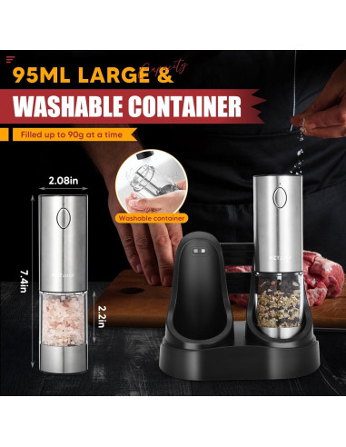 Juego de Molinillos Eléctricos HZTzone Acero Inoxidable 95ml