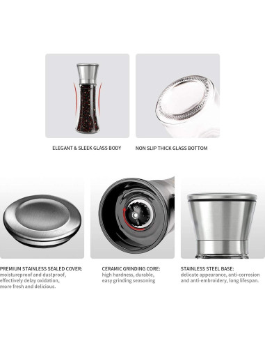 Molino de Sal y Pimienta Herda Acero Inoxidable 2 Piezas