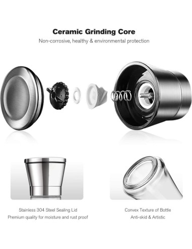 Molino de Sal y Pimienta Bonris Acero Inoxidable 5 Niveles