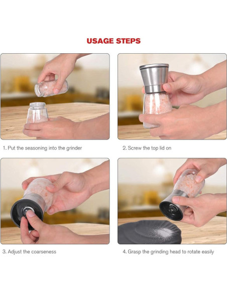 Molino de Sal y Pimienta Bonris Acero Inoxidable 5 Niveles