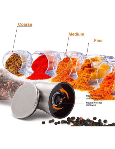 Molino de Sal y Pimienta Yugefom Grande Vidrio Acero Inoxidable