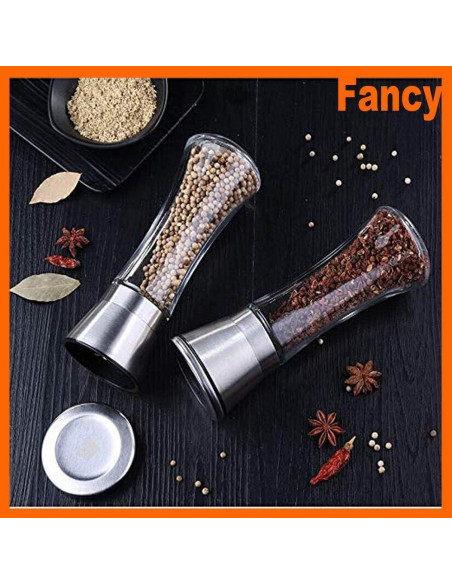 Molino de Sal y Pimienta Yugefom Grande Vidrio Acero Inoxidable