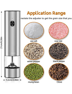 Molino de Pimienta Eléctrico Samsen Acero Inoxidable 70ml 2